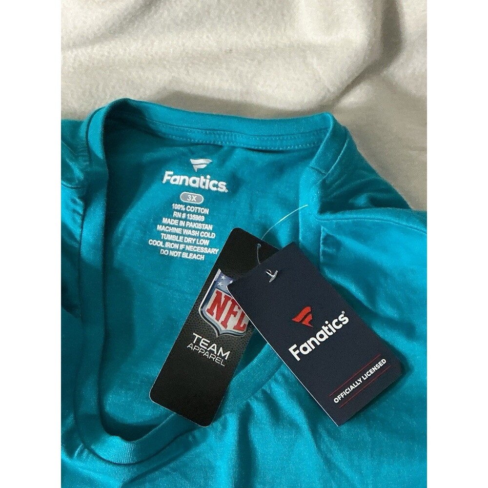 Miami Dolphins Shirt 3X Fanatics NFL Team Apparel Teal Long Sleeve Tee - Picture 6 of 9